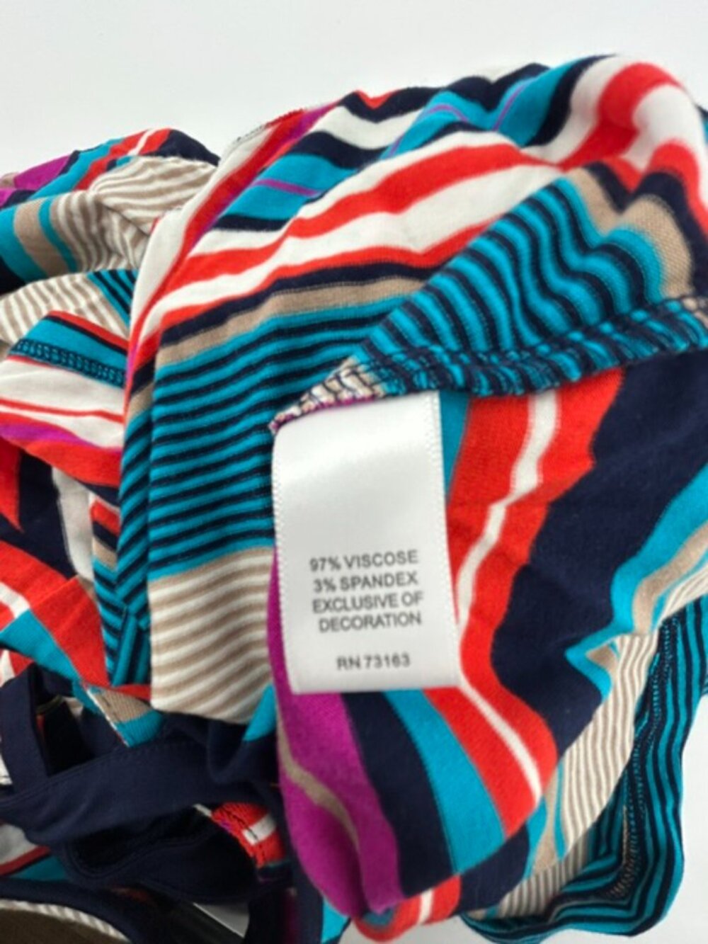 Spense Multi-colored Rainbow Striped Knit Dress Size Large Lace-up Grommet Neckl - Picture 5 of 7